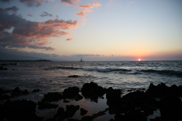 sunset and sailboat